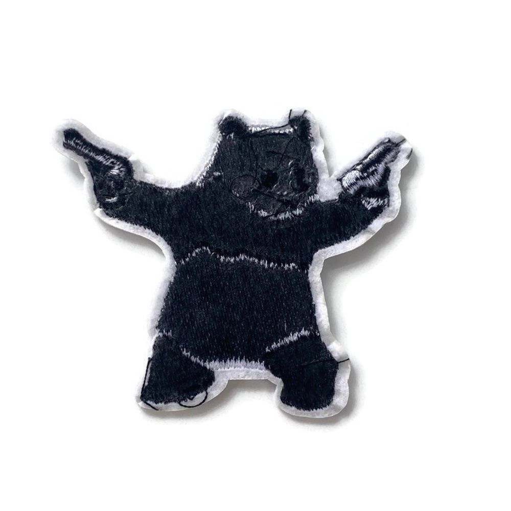 Shooting Panda Embroidered Patch - Picture 2 of 3